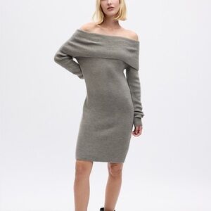 GAP Off-Shoulder Gray Knit Dress